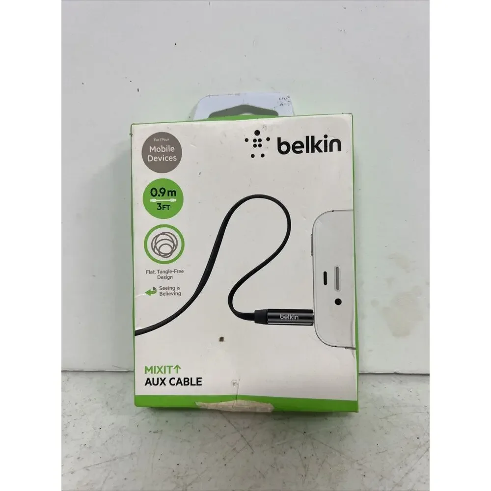 Belkin MIXIT 3 Feet 3.5mm Aux Auxiliary Cable For Car Home Audio - Black